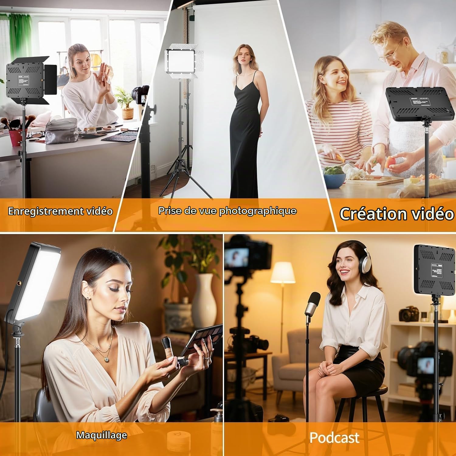 25*20cm Lumiere Photo avec Pare-Soleil Magnétique, EMART 2Pack Panneau LED | d'Éclairage Vidéo 15 W Intensité Réglable(2800K-7000K) Lampe Vidéo pour Streaming en Direct, Youtube et Vlog