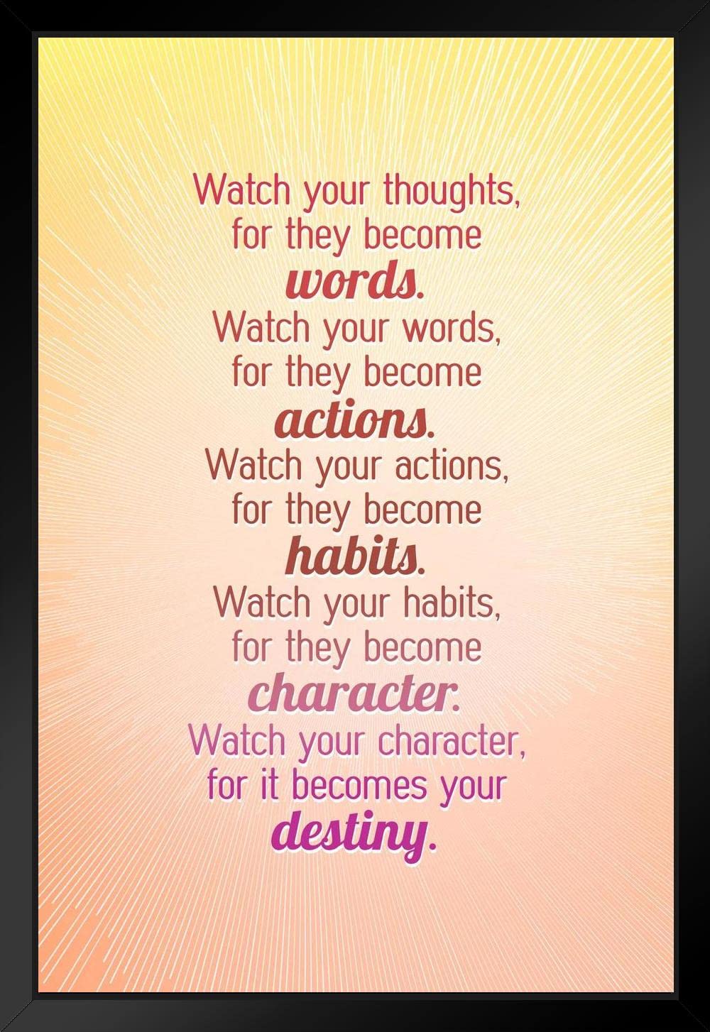 Laminated Watch Your Thoughts Bright Color Motivational Inspirational Teamwork Quote Inspire Quotation Gratitude Positivity Support Motivate Sign Good Vibes Social Work Poster Dry Erase Sign 12x18
