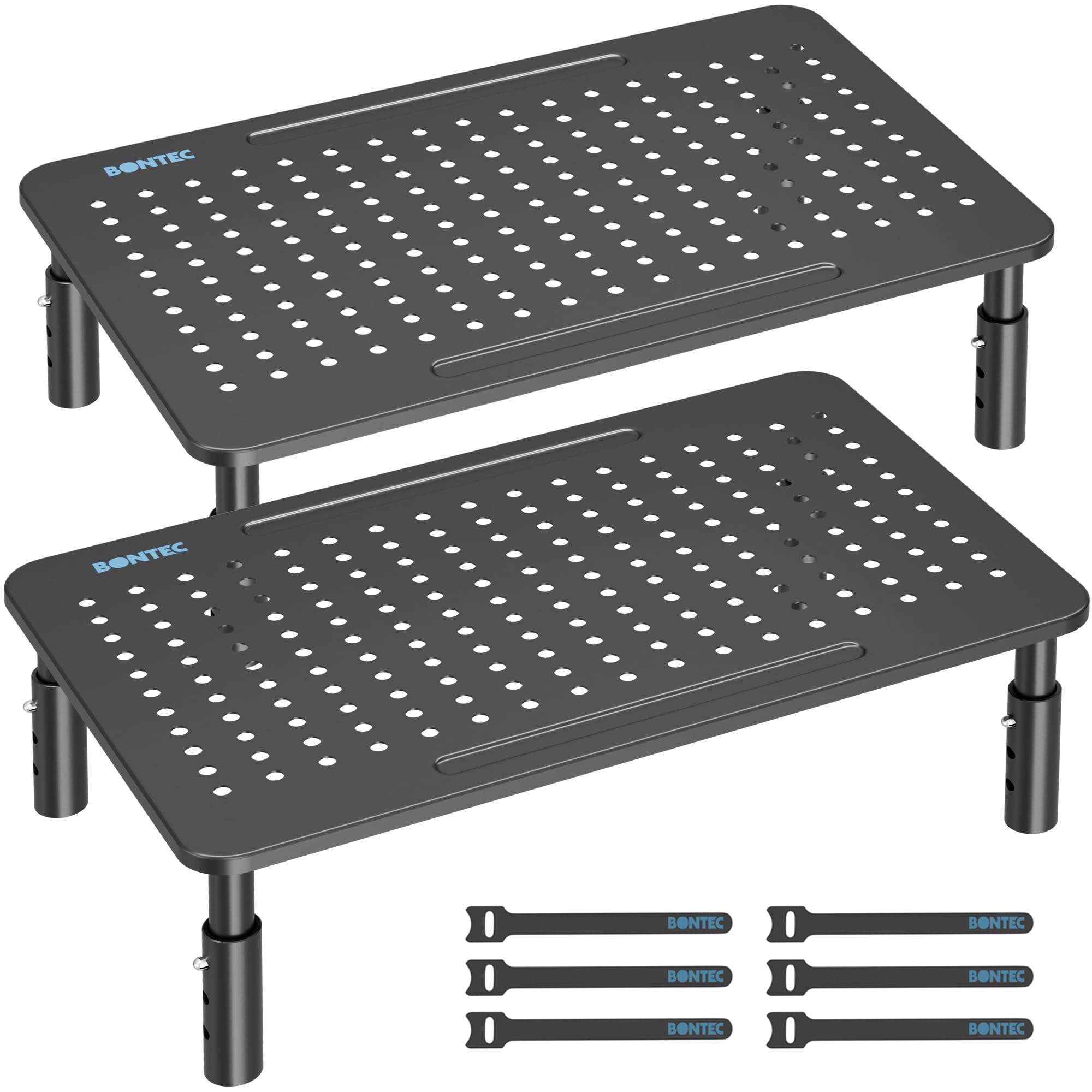 BONTEC Réhausseur Écran Métal Réglable pour Ordinateur PC iMac Imprimante 20 kg Lot de 2