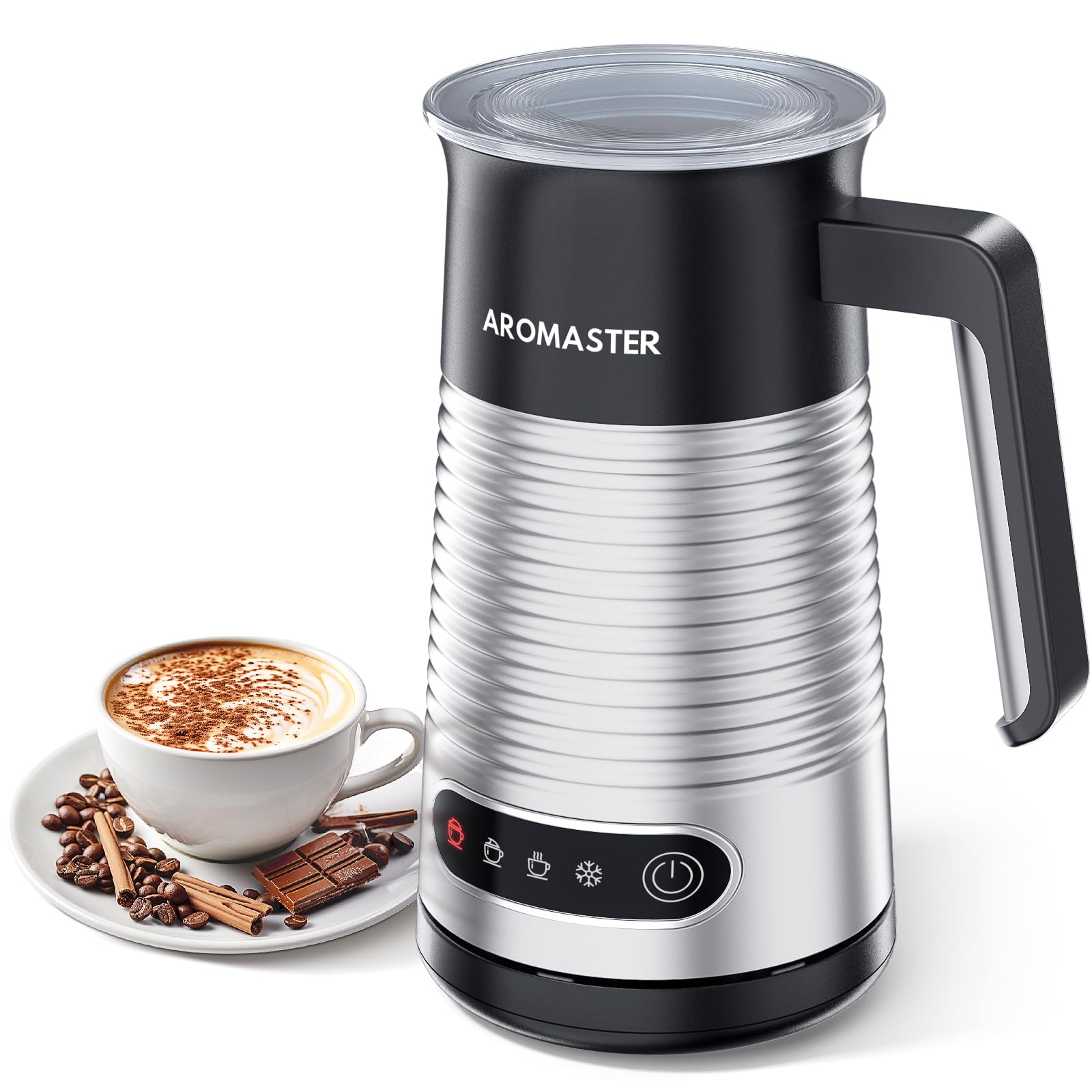 Photo 1 of AROMASTER Milk Frother, 4 IN 1 Electric Milk Frother and Steamer for Coffee, Lattes, Cappuccinos, Automatic Hot Dense/Airy Foam & Cold Foam Maker, Coffee Frother Ideal for Home, Kitchen and Office
