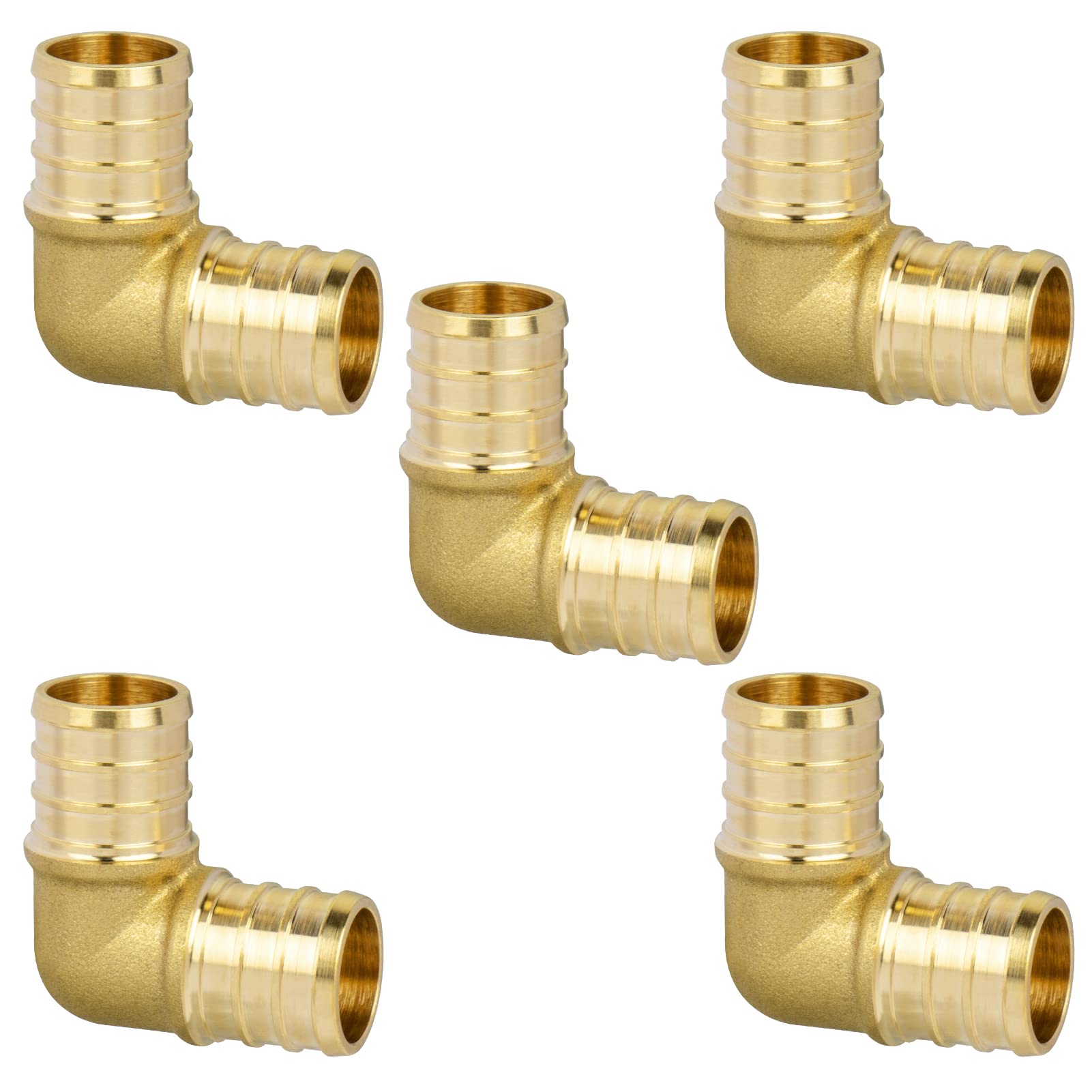 JUWO1/2" PEX Elbow 90 Degree, PEX Fitting for Plumbing Repairs, Sturdy and Durable Brass Crimp Fitting (5 Pack)