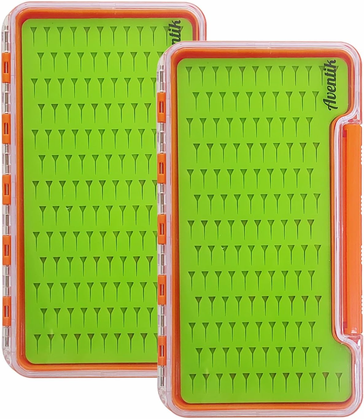 Product image of Aventik Fly Fishing Boxes Silicone Super Slim Fishing Storage Fishing Tackle Case Waterproof Best Pocket Sizes (Deep Orange, 2 Pack:7.36"X4.02"X0.63")