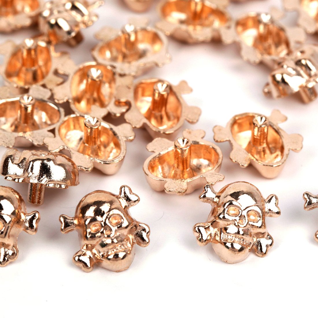 RUBYCA 500 Sets Gold Color Skull Cross-Bone Rapid Rivets Spike and Studs Metal Spots Double Cap DIY Leather-craft