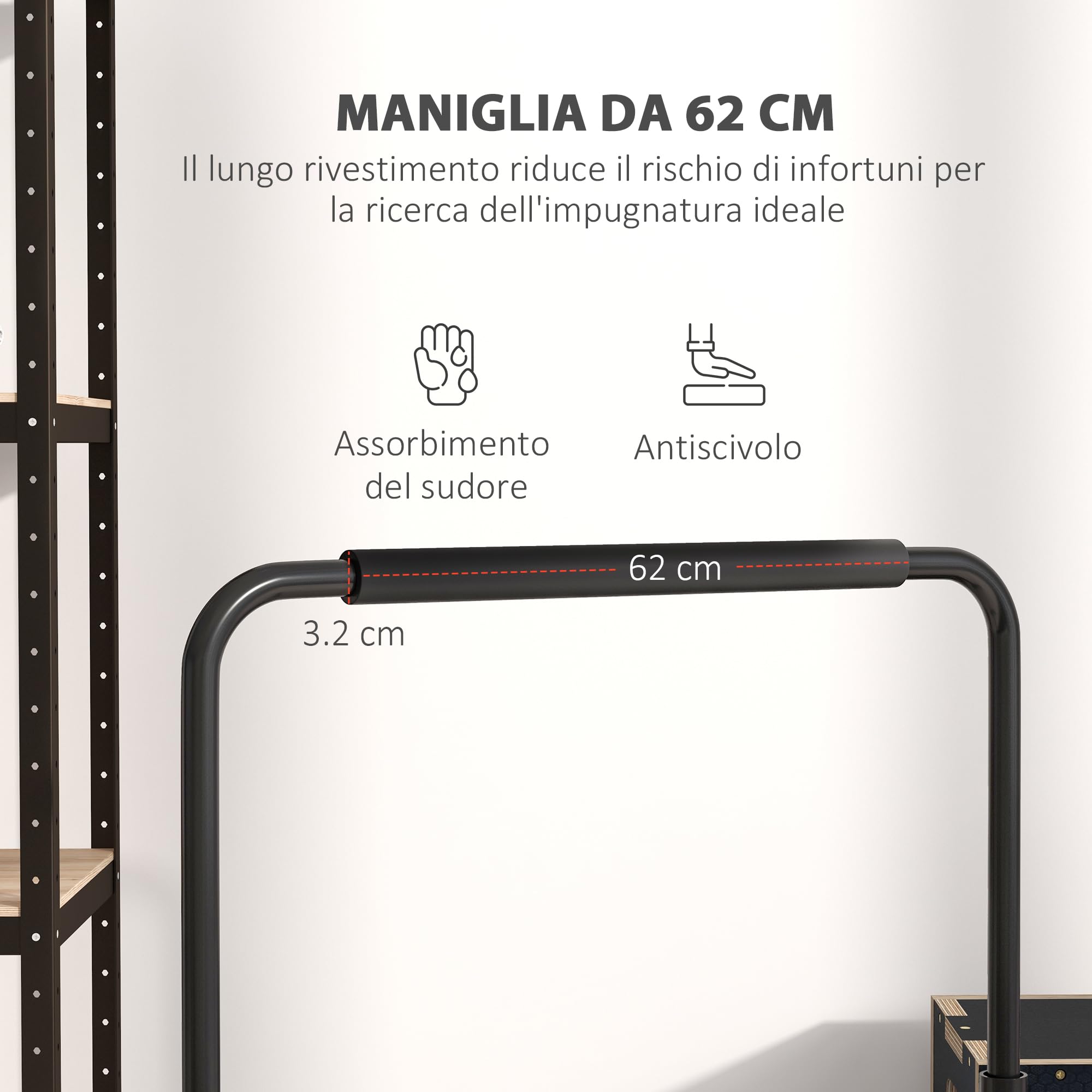 SPORTNOW Set 2 Barre per Dip Regolabile su 4 Altezze con Maniglie Antiscivolo, Push Up Bar in Acciaio, 70x50x80-105 cm, Nero