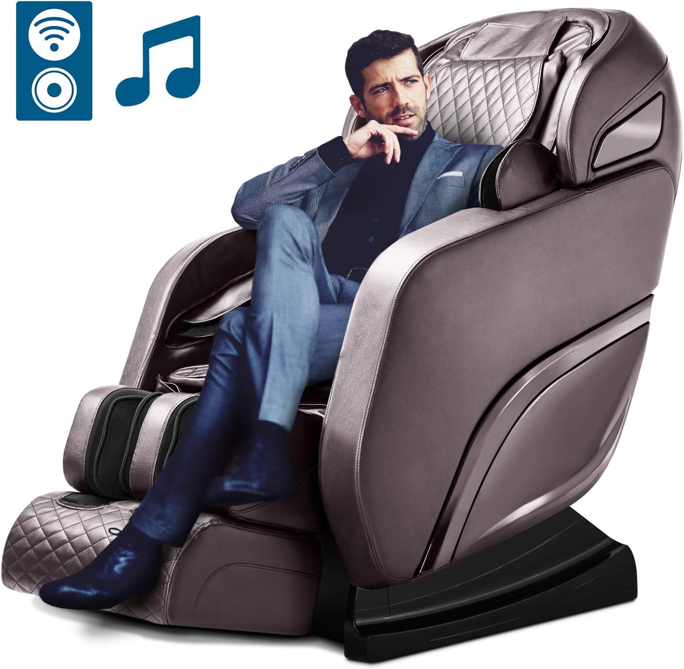 KTN Massage Chair, Zero Gravity Massage Chair, SL 3D Full Body Air Massage Chair Recliner, Bluetooth Speaker, Heat&Foot Roller (Brown)