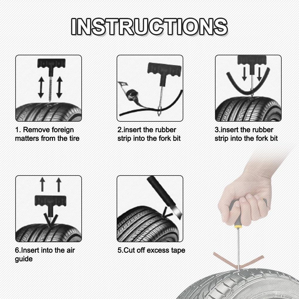 Strisce di riparazione pneumatici Tubeless Rubber 5-100 pezzi Guarnizioni adesive for auto Moto Bici Pneumatico Foratura Riparazione Pneumatici Kit di riparazione borchie(20pcs)