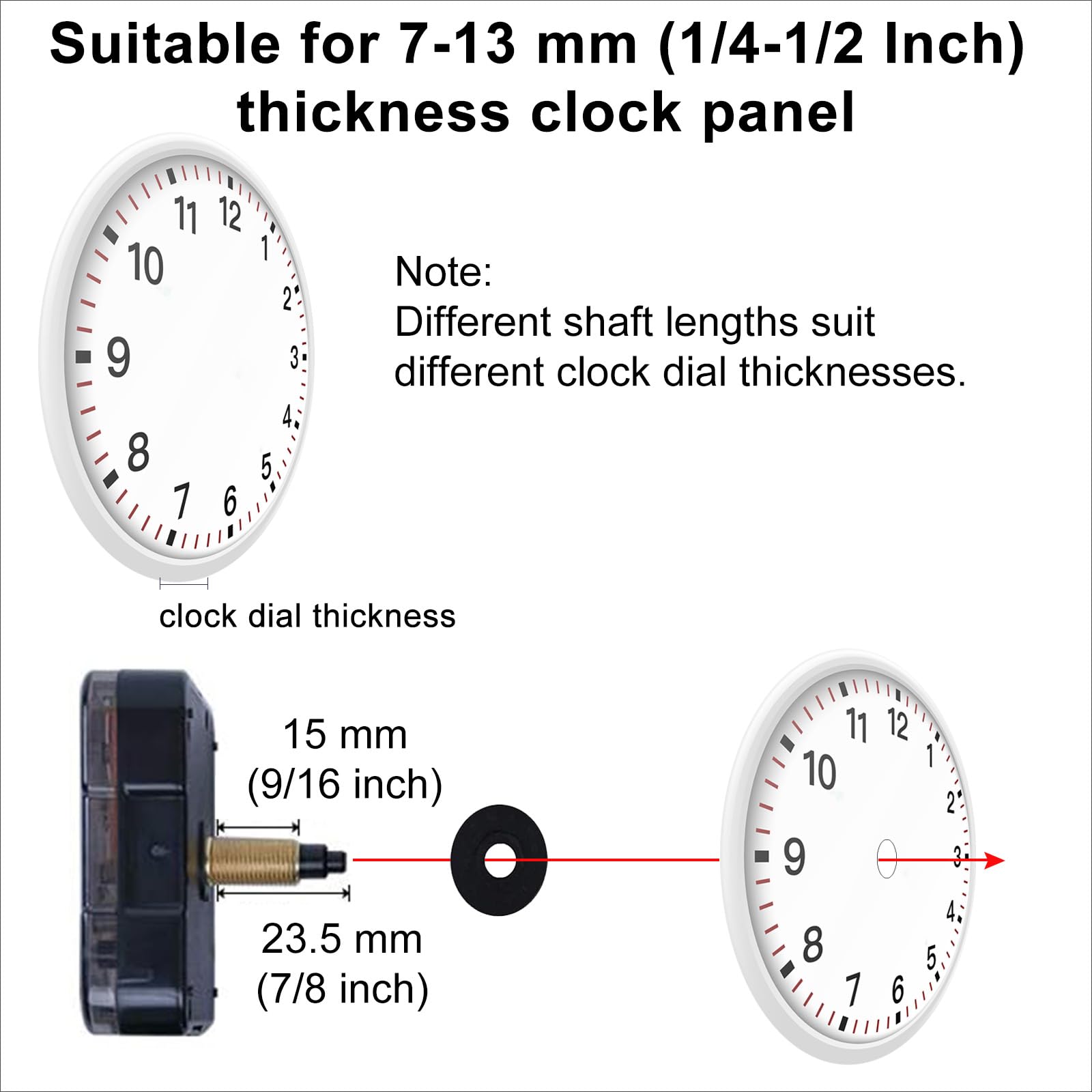 EMOON Uhrwerk-Mechanismus mit 3 Stück Zeigern, geräuschloser Sweep-Quarz-Uhr-Motor-Kit, für Uhren-Reparatur, DIY-Ersatz, benutzerdefinierte Uhr