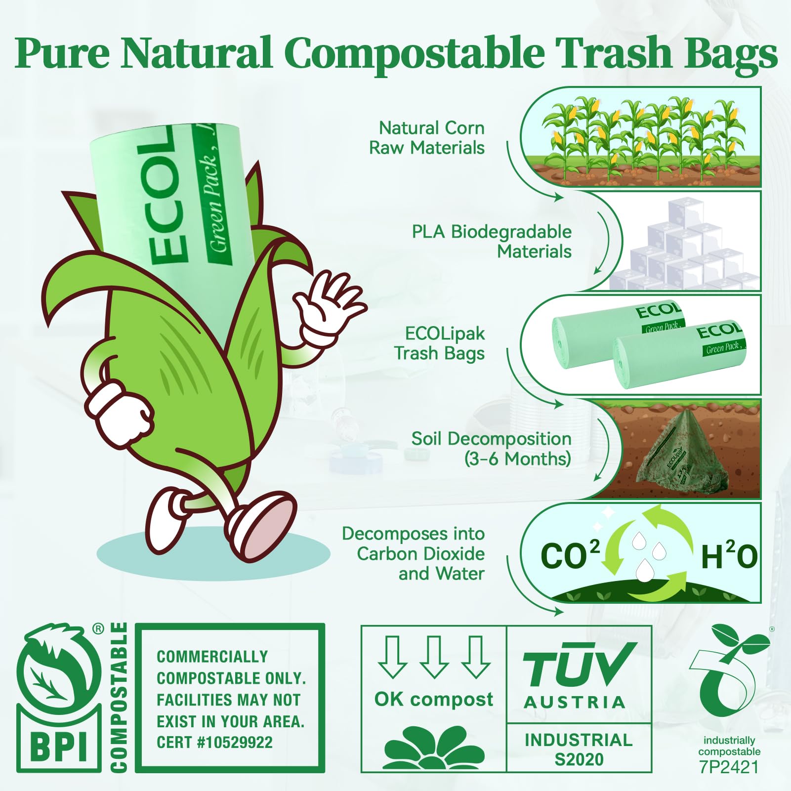 ECOLipak 33 Gallon Compostable Trash Bags Gallery Image