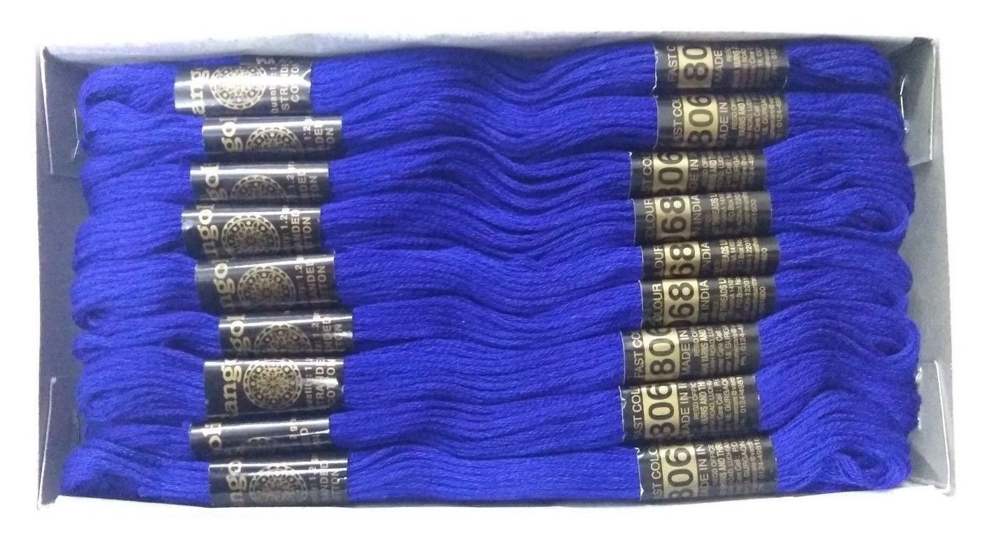 Fil de coton bleu marine 6 plis pour broderie et point de croix (75 pcs)