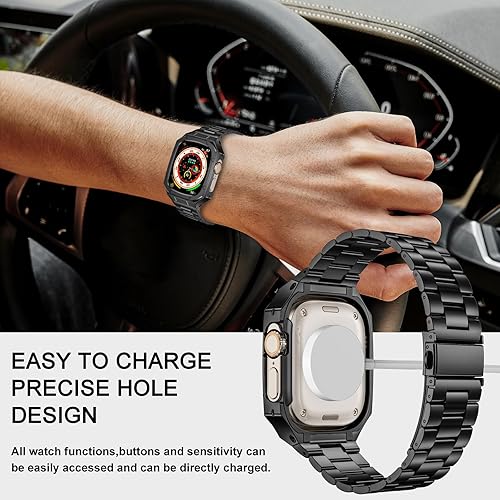 Miniatura 6 de Correa de acero inoxidable con funda compatible con Apple Watch Ultra 21 de 1.929 in Series SE 9 8 7 6 5 4 3 2 1 1.496 in 1.575 in 1.614 in 1.654 in