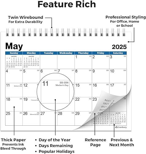Miniatura 2 de CRANBURY Calendario de escritorio pequeño 2024-2025, calendario de escritorio de pie de 8 x 6 pulgadas, 18 meses de julio de 2024 a diciembre de