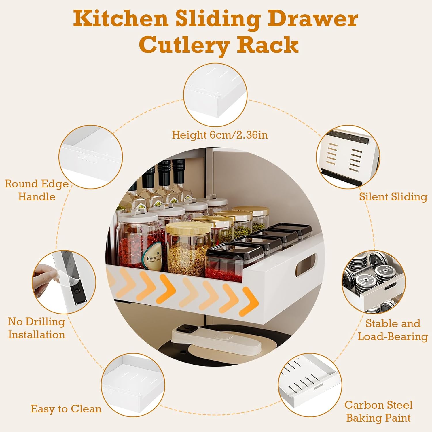 Buachois Pull Out Cabinet Organizer,1 PC Multifunctional 16.9Deep Pull Out Drawers for Cabinets Carbon Steel Slide Out Drawers for Kitchen Bathroom Cabinet Organizer Pantry