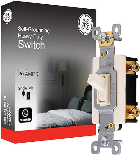 Miniatura 6 de GE Home Electric Heavy Duty, un solo polo, en la pared, ligero, ventilador, circuitos de un interruptor, clip de conexión a tierra, fácil de