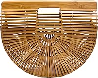 Miuco Handmade Bamboo Large Tote Bag for Women - Straw Beach Purse, Spacious Summer Handbag