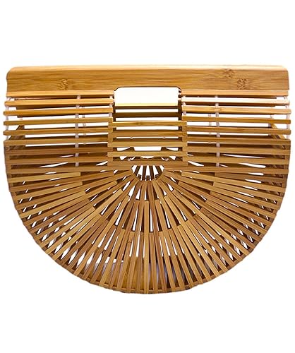 Miuco Womens Bamboo Handbag Handmade Large Tote Bag Straw Beach