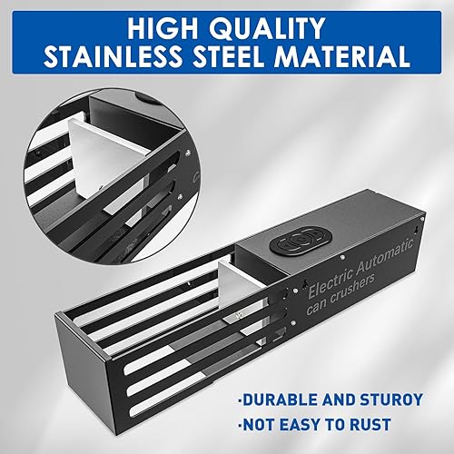 Miniatura 5 de YOTAN Trituradora automática de latas, trituradora de latas eléctrica de 8 onzas, 12 onzas y 16 onzas para reciclar montada en la pared, trituradora