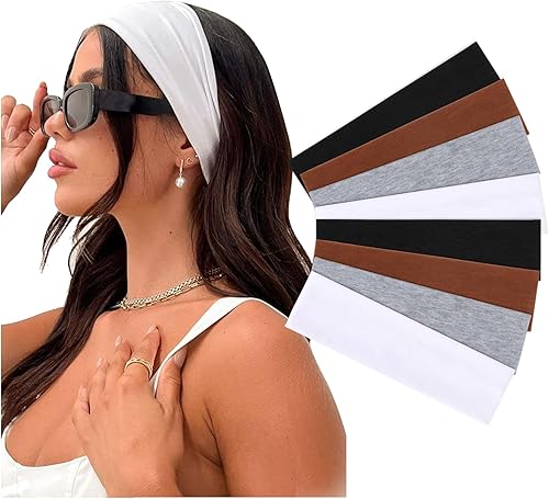 DRESHOW Paquete de 8 diademas para mujer, diademas anudadas de yoga, accesorios elásticos cruzados para el cabello, envoltura deportiva