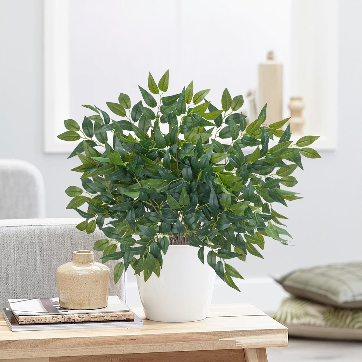 Zythrem 6 Pack Artificial Italian Ruscus Greenery Stems 26" Silk Green Leaves Bulk Faux Greenery Stems Spray for Centerpieces Wedding Arch Flower Bouquet Table Room Wall Decor - Image 8