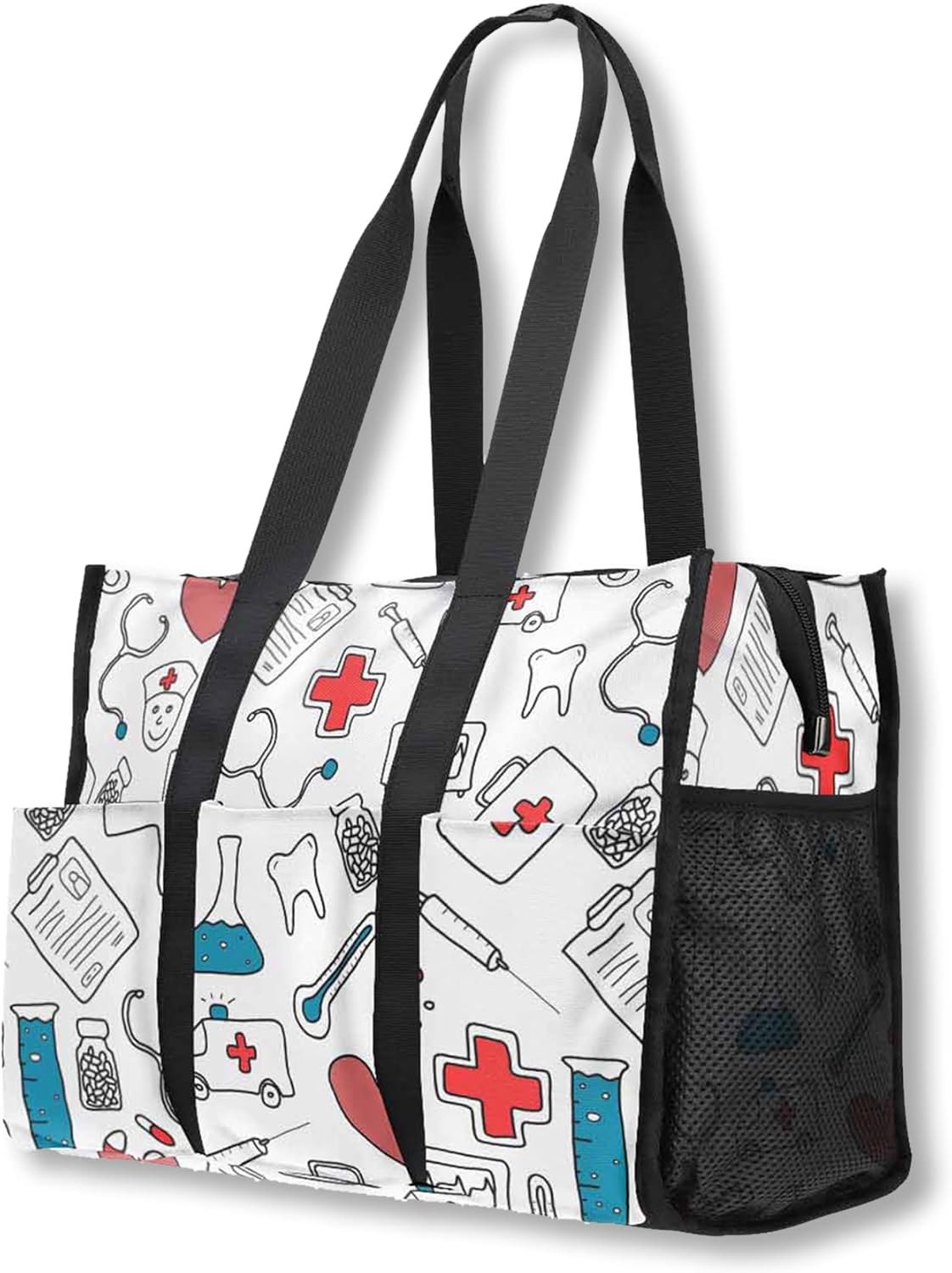 DIYKST Nurse Bags For Work Nursing Bag Tote for Women Zip Canvas Travel Weekender Bag for Nursing Students