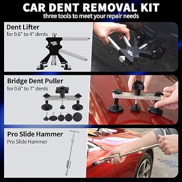 Super PDR 169PCS Dent Puller Kit Paintless Removal Set with 100W Glue Gun and Slide Hammer - for Repairing Car Dents Hail Damage and Door Dings on Auto Body Surface Washing Machine Fridge