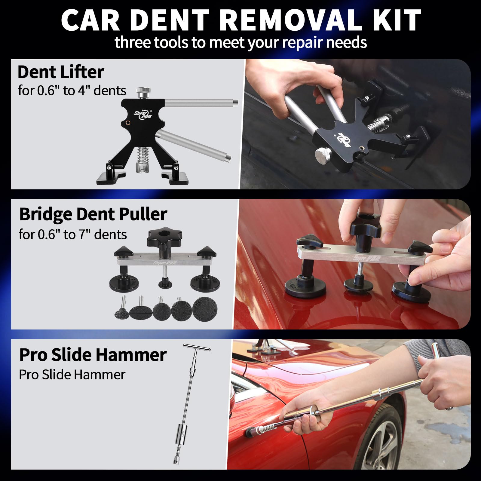 Kit De Débosselage Pour Carrosserie - Extracteur à Ventouse Avec Barre En T Et 10 Languettes, Réparation Sans Peinture