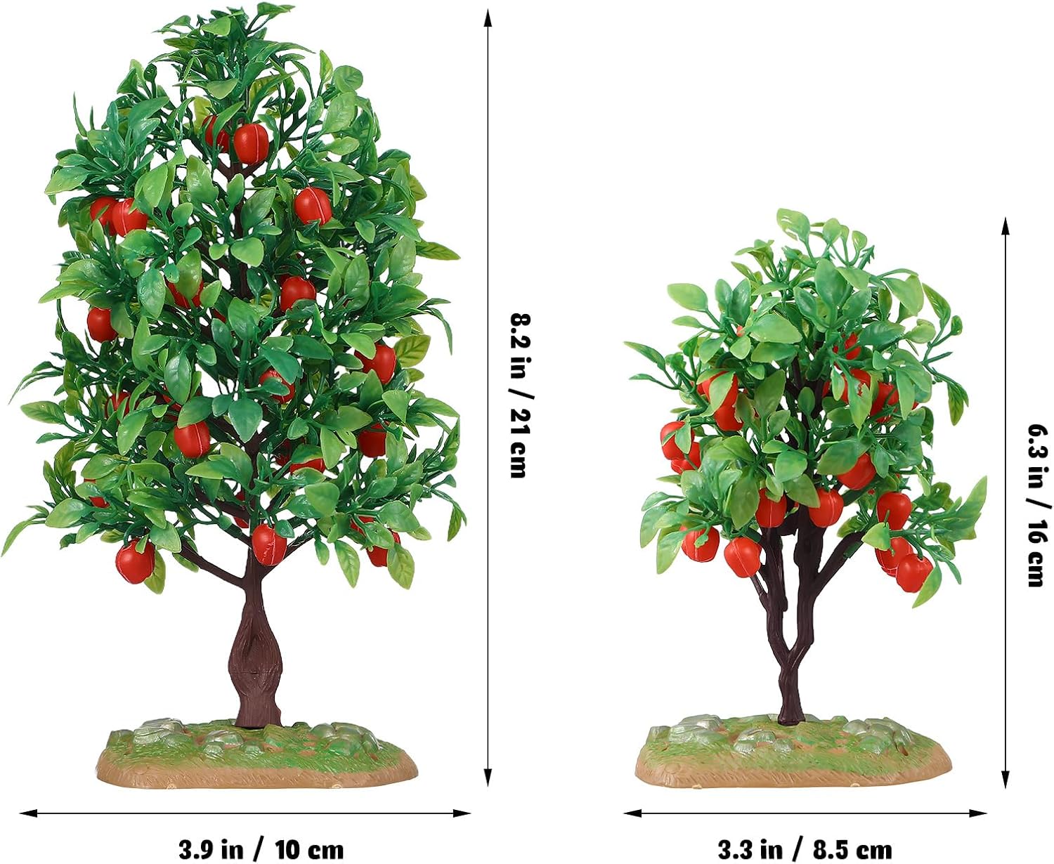 MAGICLULU Mini Artificial Apple Tree Ornaments with Faux Fruit 2 Pack Realistic Small Model Trees for Train Scenery Home Decor Micro Landscape Display 4 Inch