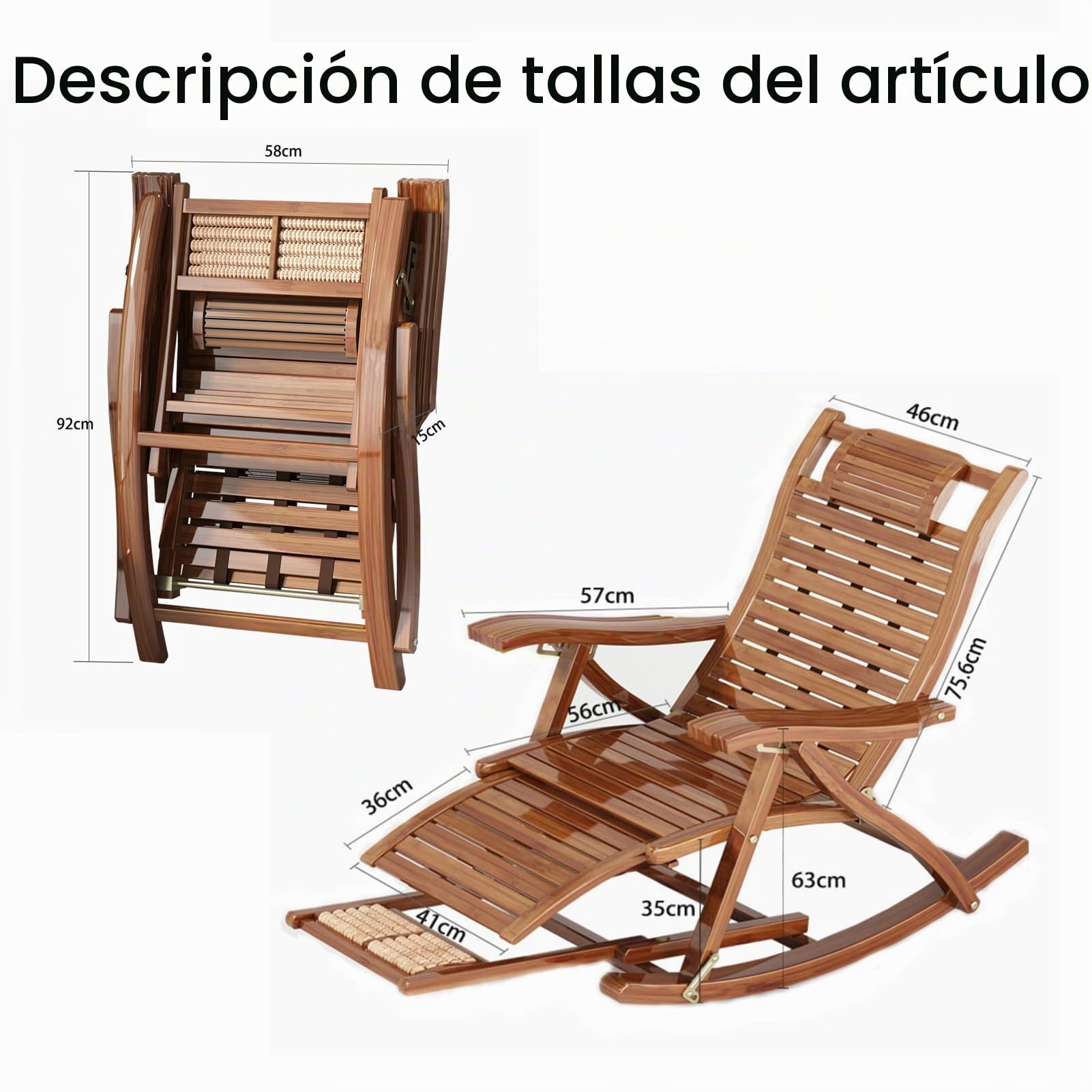 Silla mecedora para exteriores, plegable y tumbona para sauna, tumbona de balcón, tumbona de jardín, perfecta para tumbonas de patio, balcony