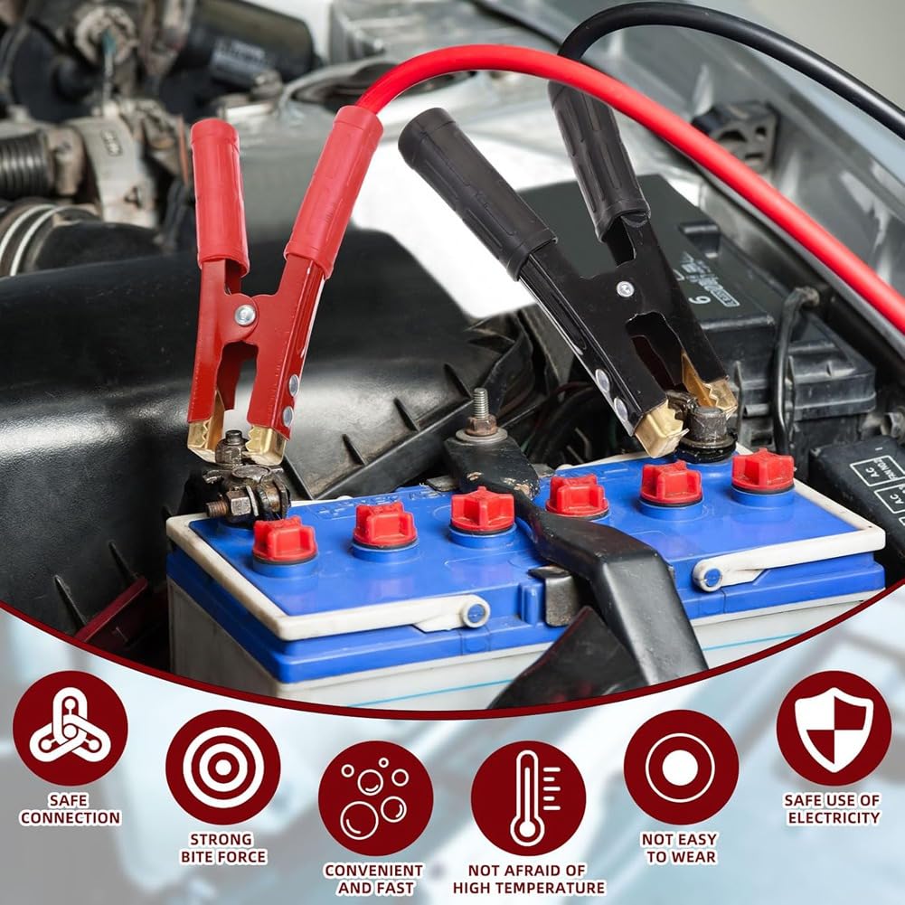 Clip di Cavi Jumper per Batteria 12 Pezzi 500-1000a con estremità Isolate per Cavi di Ogni Tipo e Barche