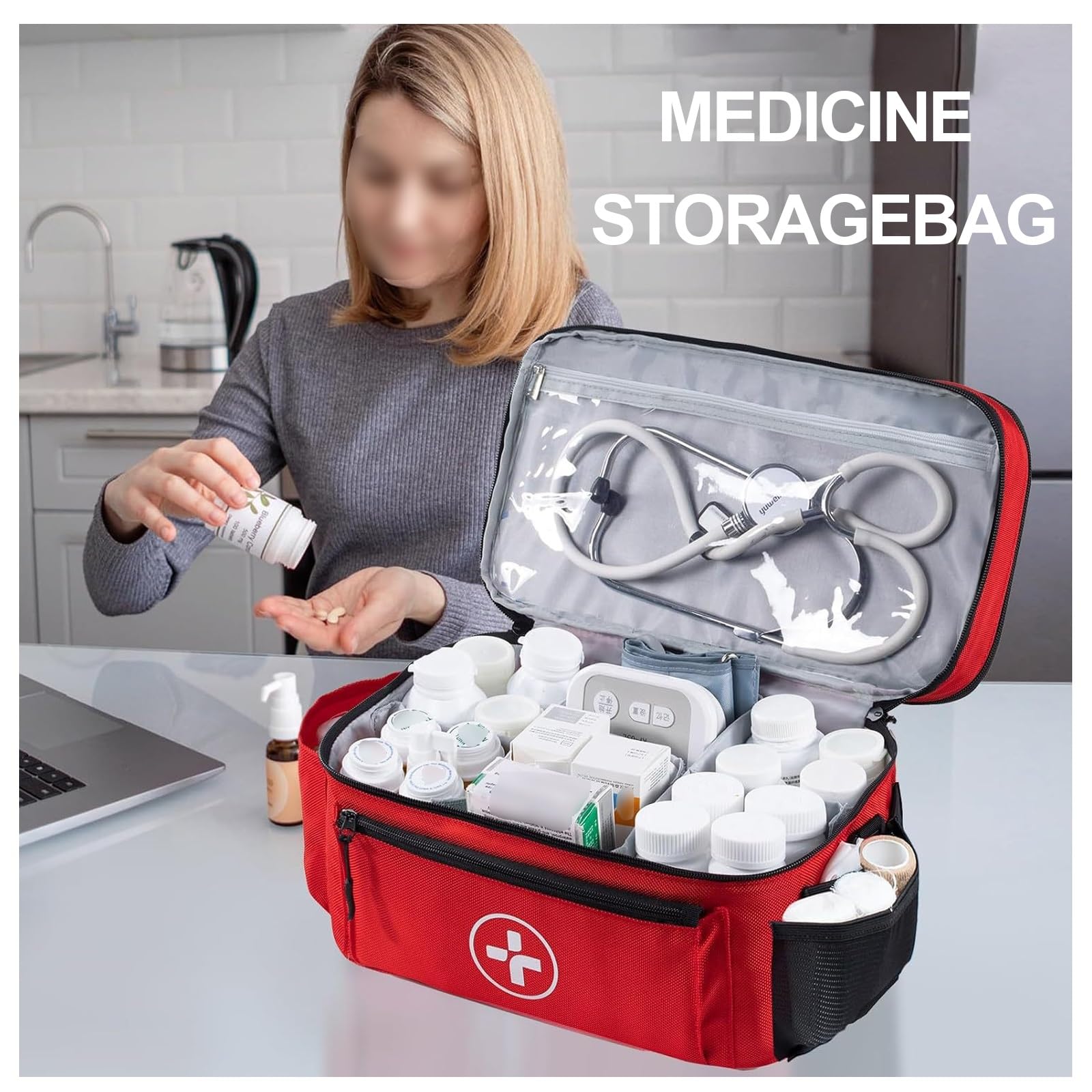 Erste-Hilfe-Tasche,Tragbare Leere Medizinische Medizintasche For Die Reise,Erste-Hilfe-Notfall-Aufbewahrungstasche,Im Fahrzeug, Outdoor-Camping-Reise-Arbeitstasche