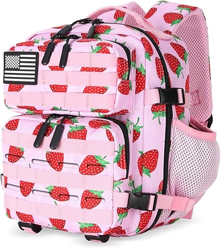 Miniatura 14 de Mini mochila táctica de 9L para hombres y mujeres, mochila táctica pequeña para senderismo, bolsa táctica pequeña, paquete de fitness, Negro&rojo,