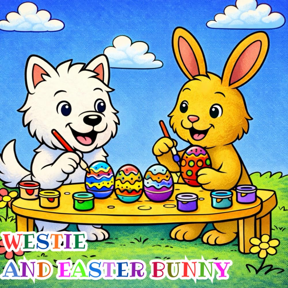 Westie and the Easter Bunny: A Cute Easter Coloring Book for Kids 4-10 ages