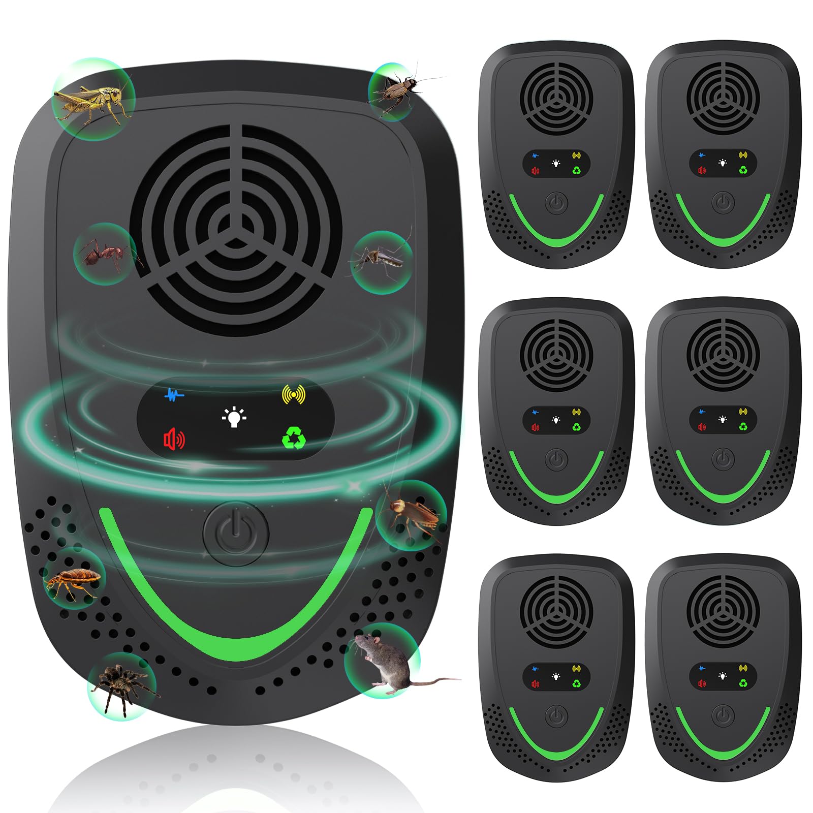 Gecool 6-Pack Ultrasonic Pest Repeller, 4 Modes, Powerful Plug-in Pest Control for Mice, Rats, Roaches, Mosquitoes, Ants, Spiders, Safe & Effective — image 1