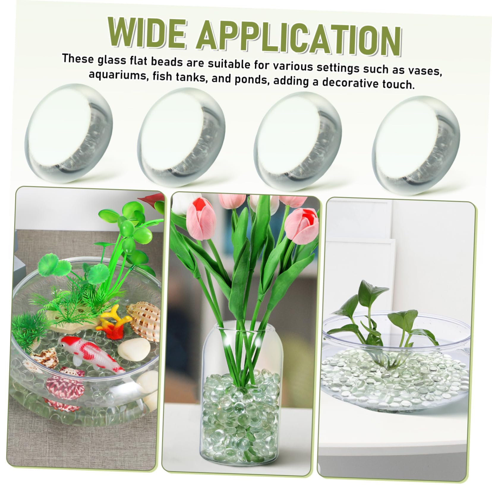 TOYANDONA 400pièces Marbres Verre Plat Transparent Perles Décoratives pour Vases Aquariums Et Artisanat pour Centre De Table Et Décorations De Poissons