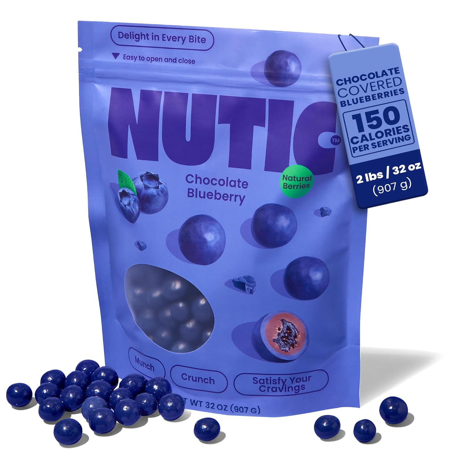 Nutic Milk Chocolate Covered Blueberries - 2Lb, Premium Chocolate Candy, Delight, Perfect for Holiday Gifts & Food Baskets, Made in USA - (Pack of 1)