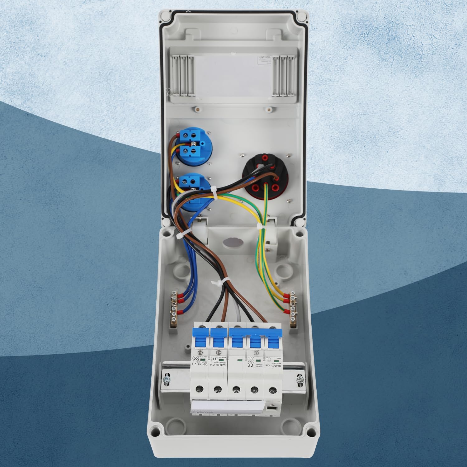 Distributore di corrente di costruzione, 1 x 16 A, 2 x 230 V, con LS, distributore per cantieri, presa CEE 16 A, per sistemi di distribuzione dell'alimentazione interna ed esterna