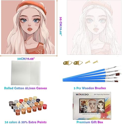 Miniatura 5 de Pintura por números para adultos, principiantes y niños, 19.6 pulgadas de ancho x 15.7 pulgadas de largo, lienzos de princesa para pintar,