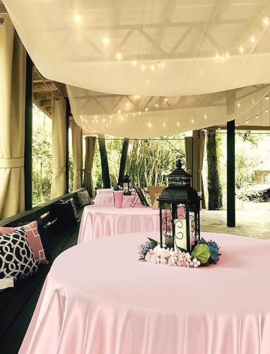 Miniatura 6 de Paquete de 10 manteles redondos de satén color oro rosa de 90 pulgadas, mantel sedoso brillante, mantel suave y lavable, mantel sedoso superpuesto