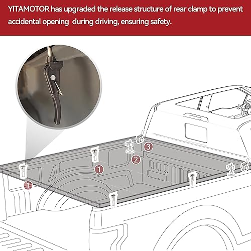 Miniatura 3 de YITAMOTOR Cubierta Tonneau Suave de Cuatro Pliegues para Cama de Camioneta Compatible con Ford F150 F-150 2015-2025, Cama Styleside de 6.5 pies