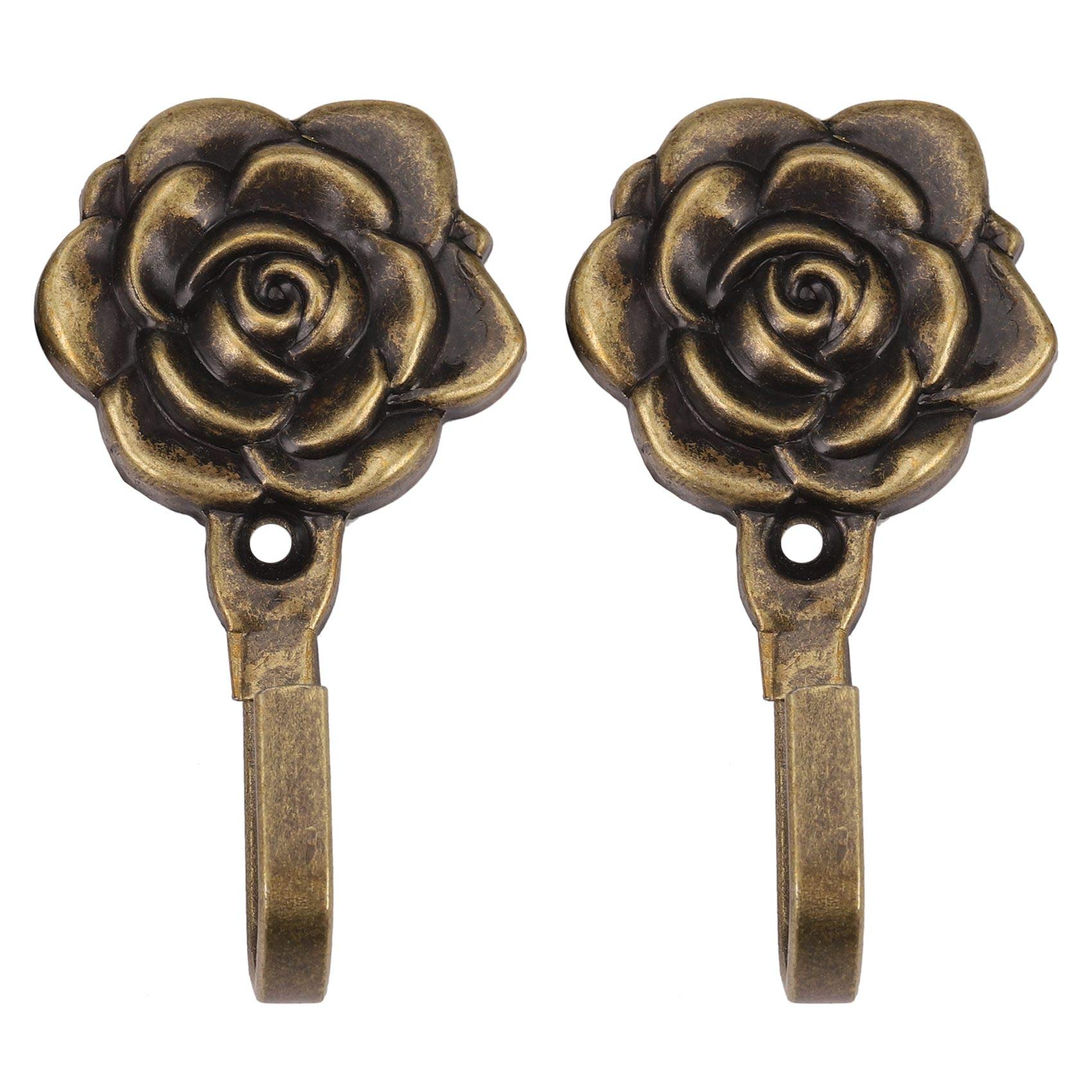 CTRLZS 2Pcs Metal Rose Flower Curtain Tie Back Tieback Holders Wall Hooks Decor
