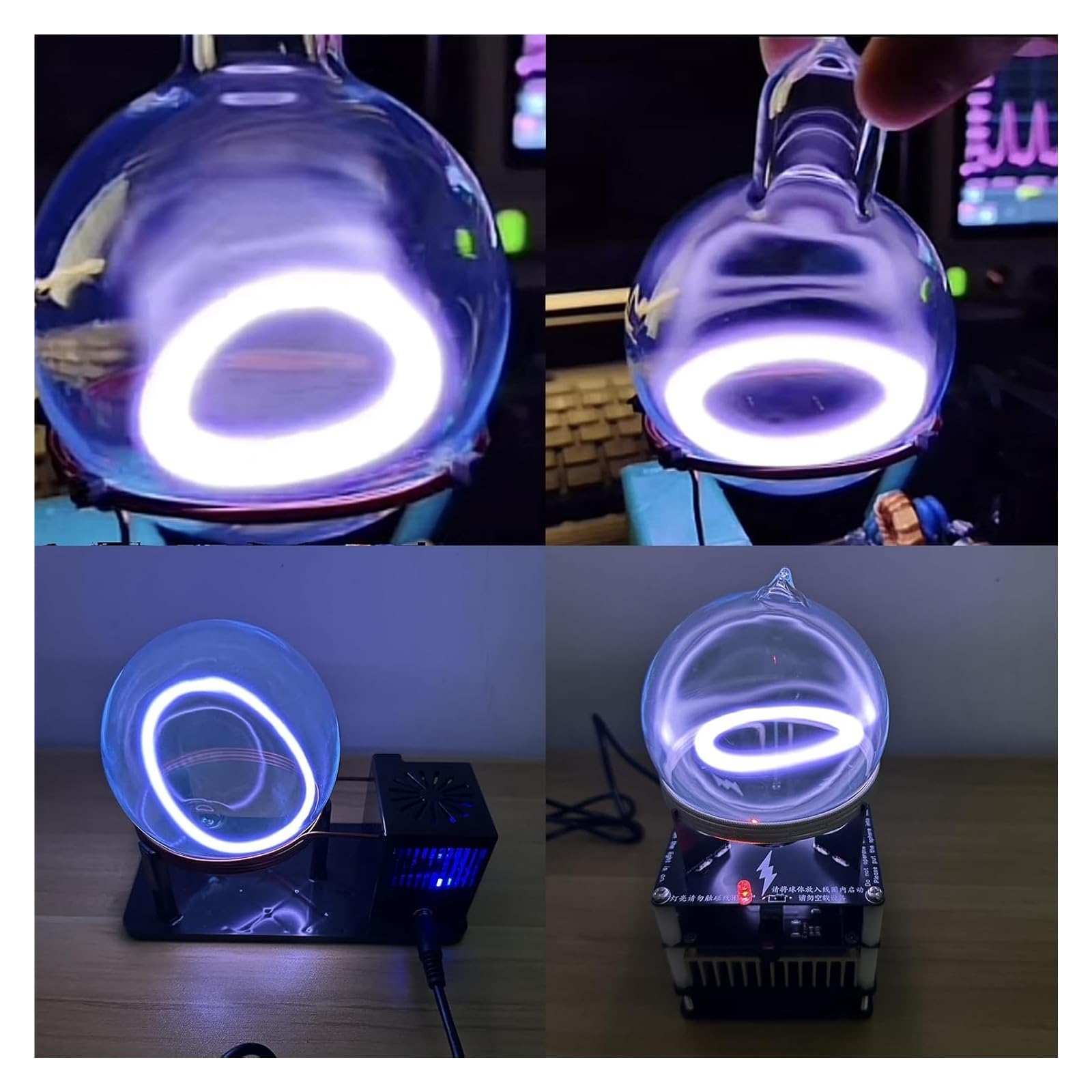 Anillo de plasma, esfera luminosa de gas al vacío para decoración de fiestas, lámpara de plasma de 9 cm de diámetro, luz de advertencia para actividades al aire libre