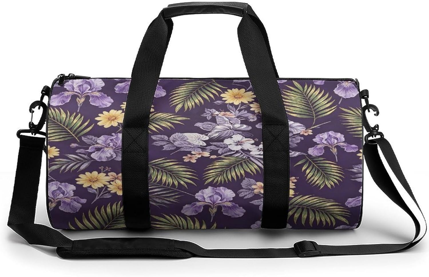 Monochrome Tropical Floral Gym Bag Duffle Bags Weekender Overnight Bag