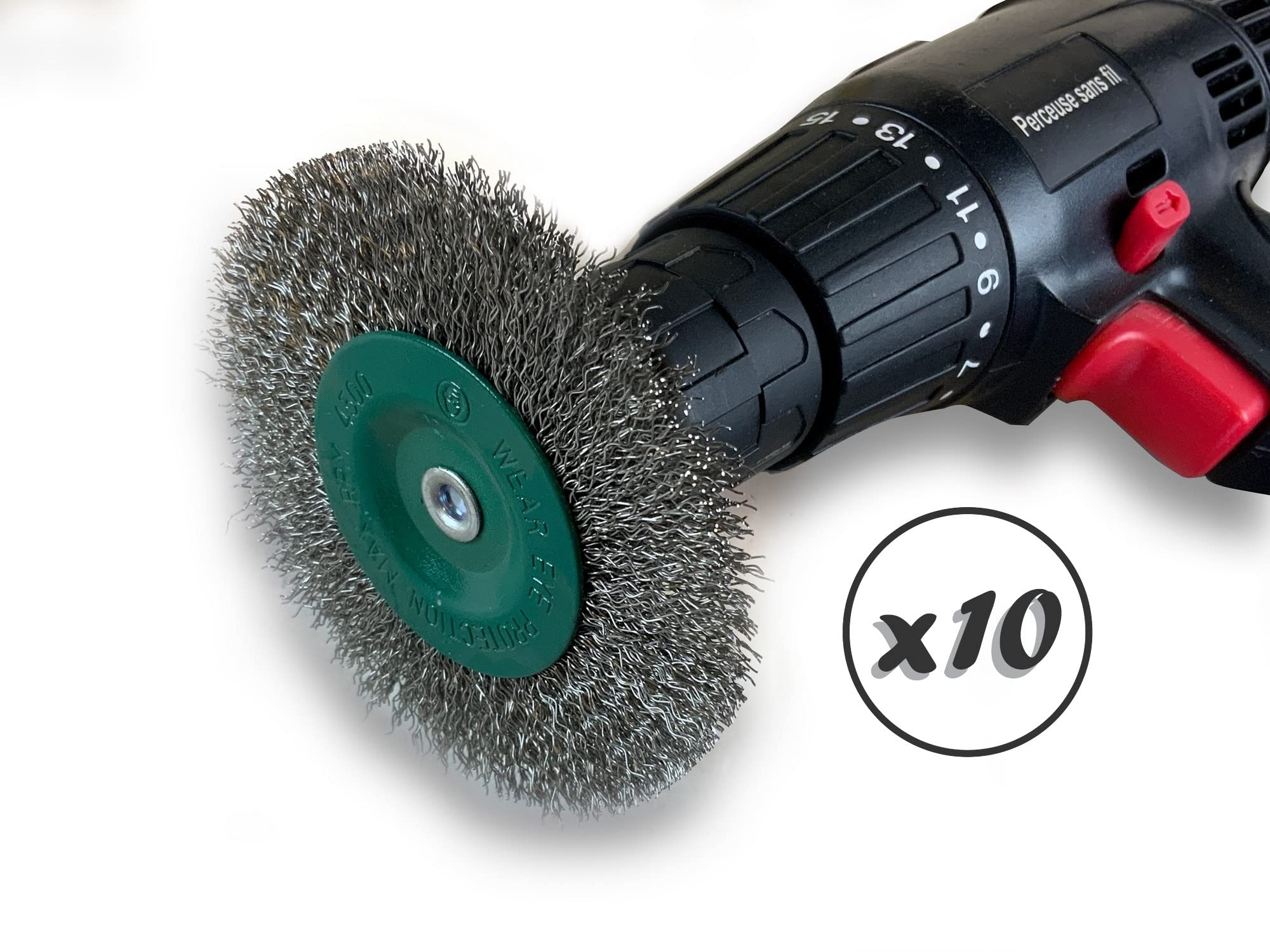 Kibros Lot 10 brosses circulaires tige Ø 100 mm inox souple 8 mm