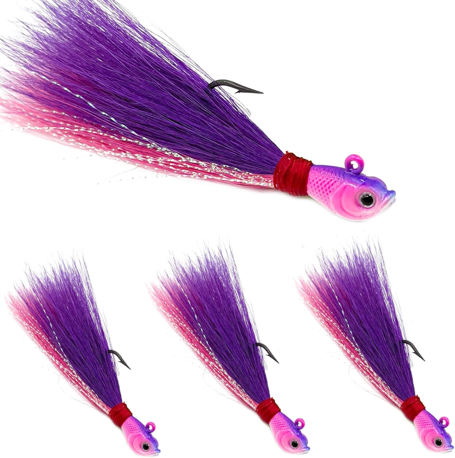 - Bucktail Jigs Saltwater 3Pcs/5Pcs Fish Hair Jig Lure Hooks,Fishing Hair Swimbait Jig Head Deer Hair Jig Surf Fishing for Walleye Striper