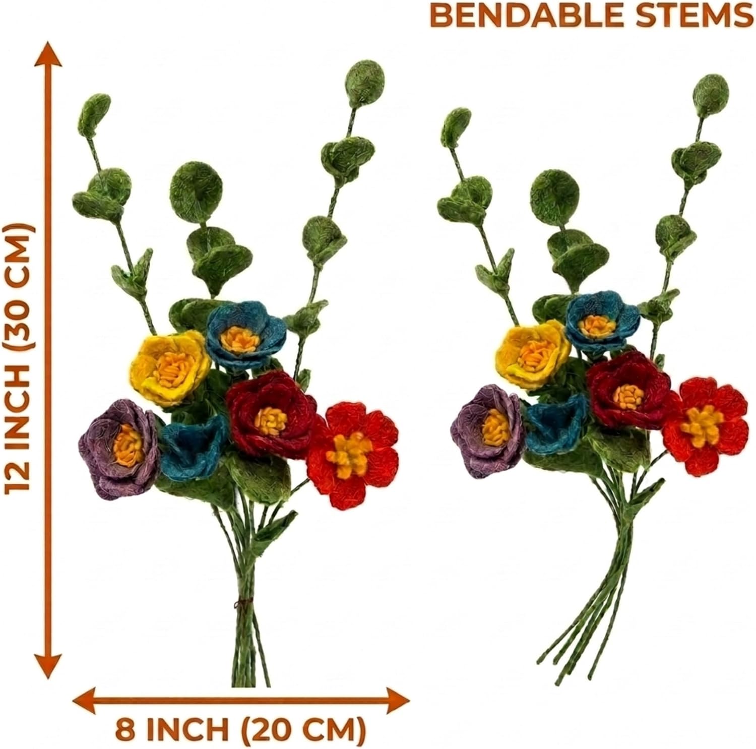Glaciart One Wool Felt Flowers Set – Handcrafted Artificial Arrangement with Colorful Stems, Eco-Friendly Material, Essential Oil Ready, Reusable Decor, Washable Gift for Events or Home image 5