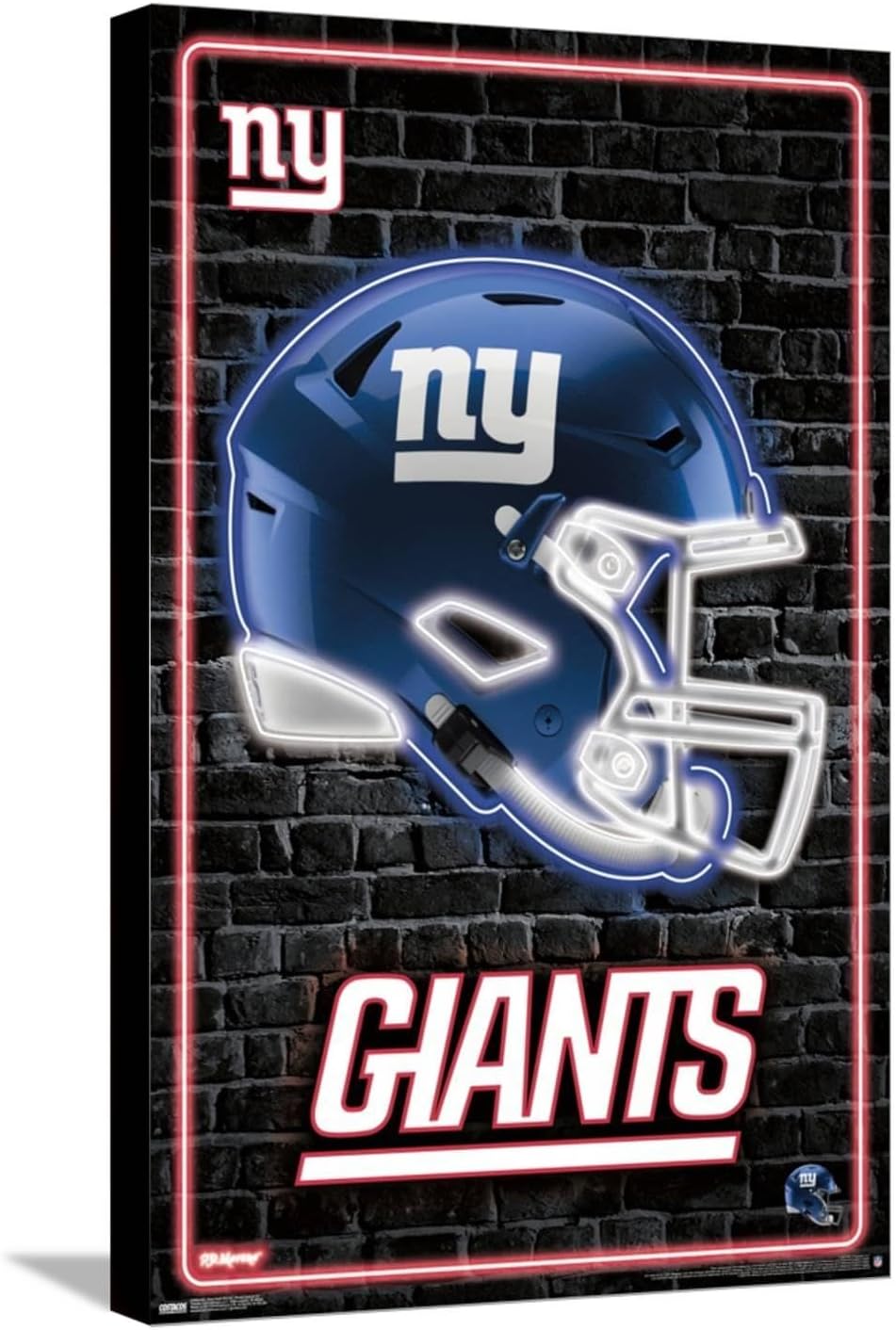 Trends International NFL New York Giants - Neon Helmet 23 Wall Poster, 14.72" x 22.37", Stretched Canvas