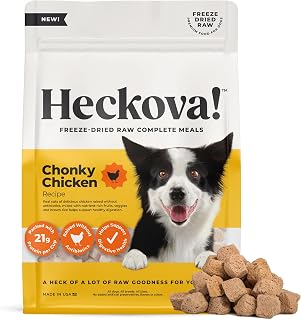 Heckova Chonky Chicken Freeze-Dried Raw Dog Food - 21g Protein/Cup, Complete Meal & Topper, Real Chicken Training Treats, USA Made 8oz