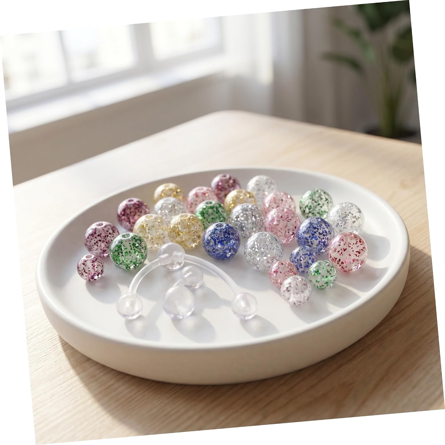 Tofficu Acrylic Navel Retainer Set with Glitter Replacement Balls