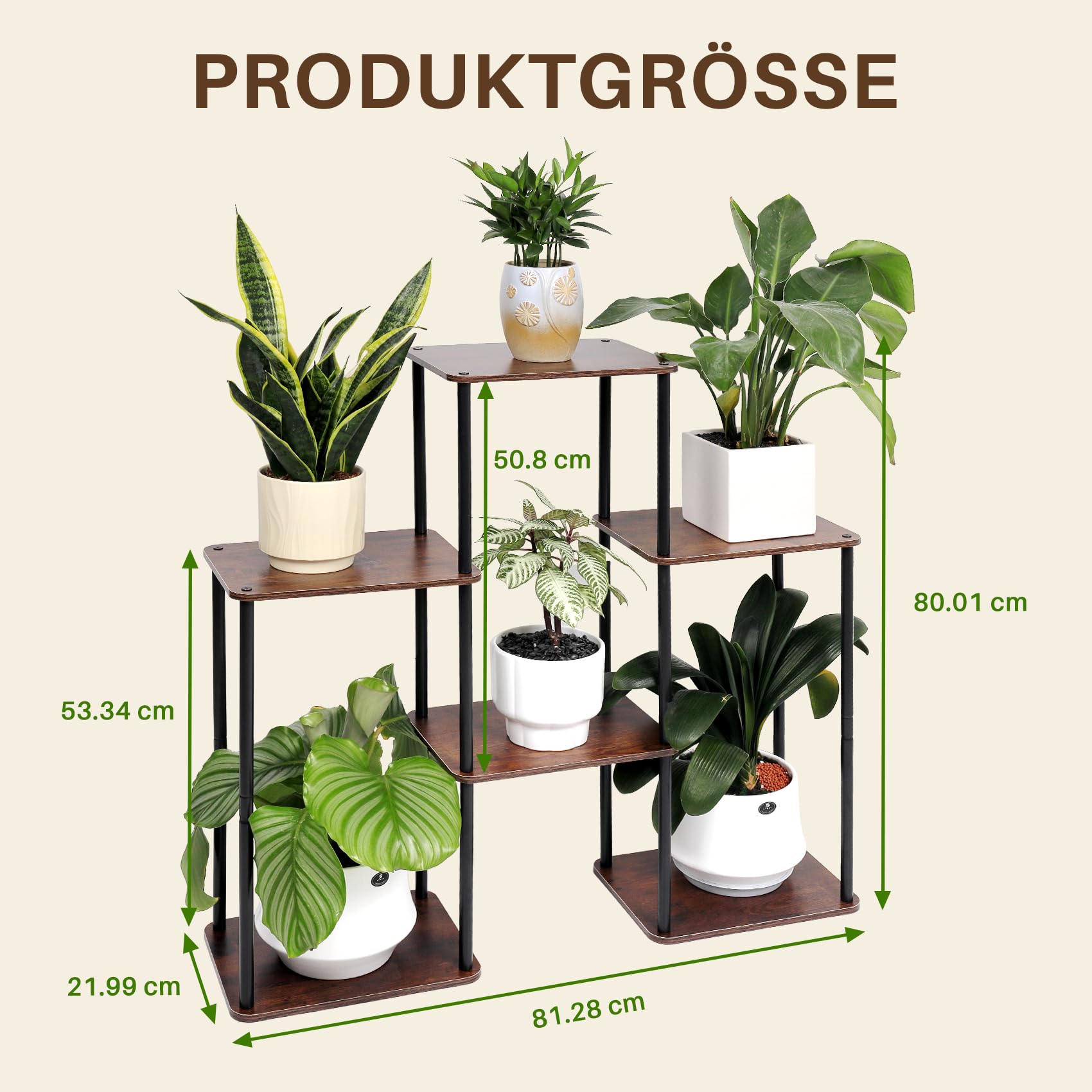 Pflanzenständer für den Innenbereich, 6-stöckiges, 71 cm hohes Pflanzenregal aus Holz für mehrere Pflanzen, großes Blumenständer-Regal im Leiterdesign für den Außenbereich, geeignet für Wohn