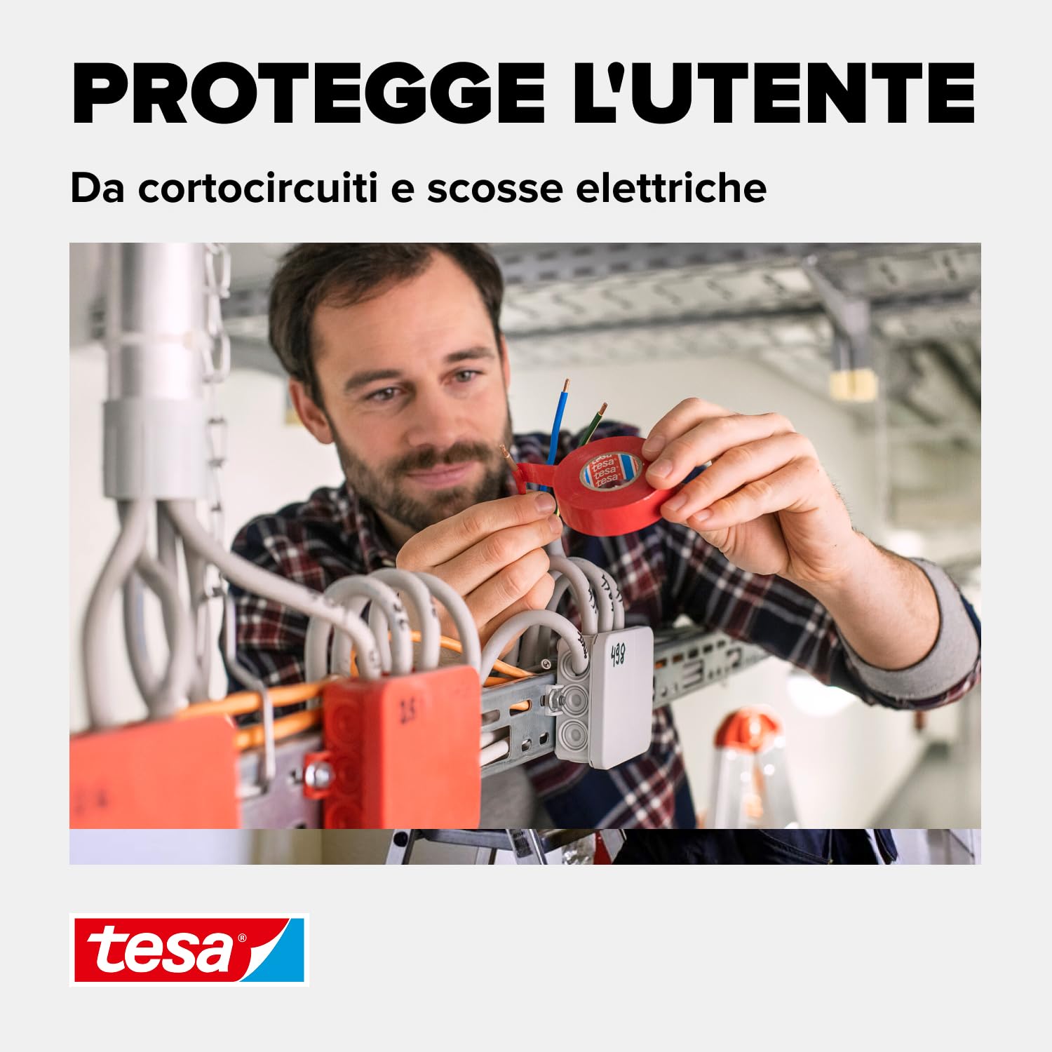 Tesa Nastro Isolante in Confezione da 10 - Nastro isolante autoadesivo, resistente al calore - Per isolare, riparare e legare - 10 m - Nero