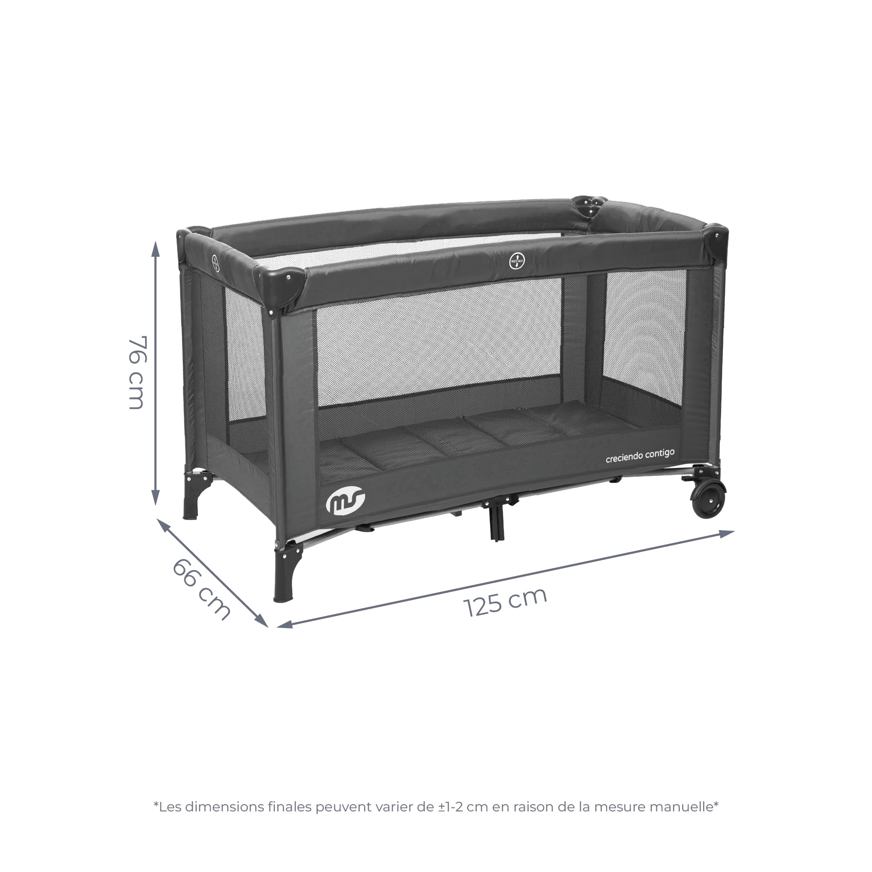 MS BabyWorld - Lit Parapluie BASIC - Pour Bébé 3 Pièces 120 x 60 cm | Inclut un matelas et un sac de transport | Dès 0+ mois jusqu’à 15 kg | Pliage et montage faciles | Structure légère et très stable